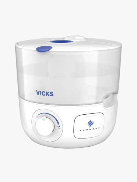 Vicks EasyCare+ Cool Mist Humidifier in branded component on a light gray background