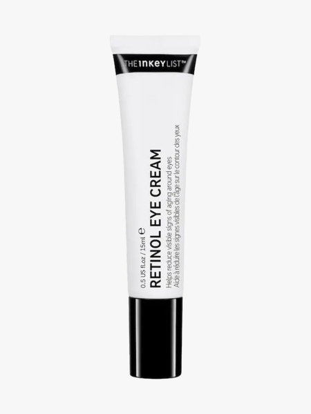 The Inkey List Retinol Eye Cream in branded tube component on a light gray background
