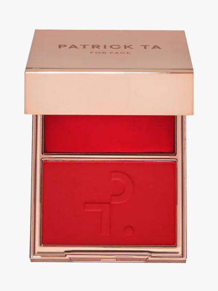 Patrick Ta Major Headlines Double-Take Crème & Powder Blush Duo in branded component on a light gray background
